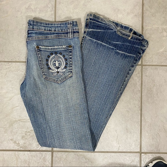 NOBO Jeans Women’s 30 Flare Distressed Jeans Waist Light blue Denim Low Rise - Picture 1 of 8